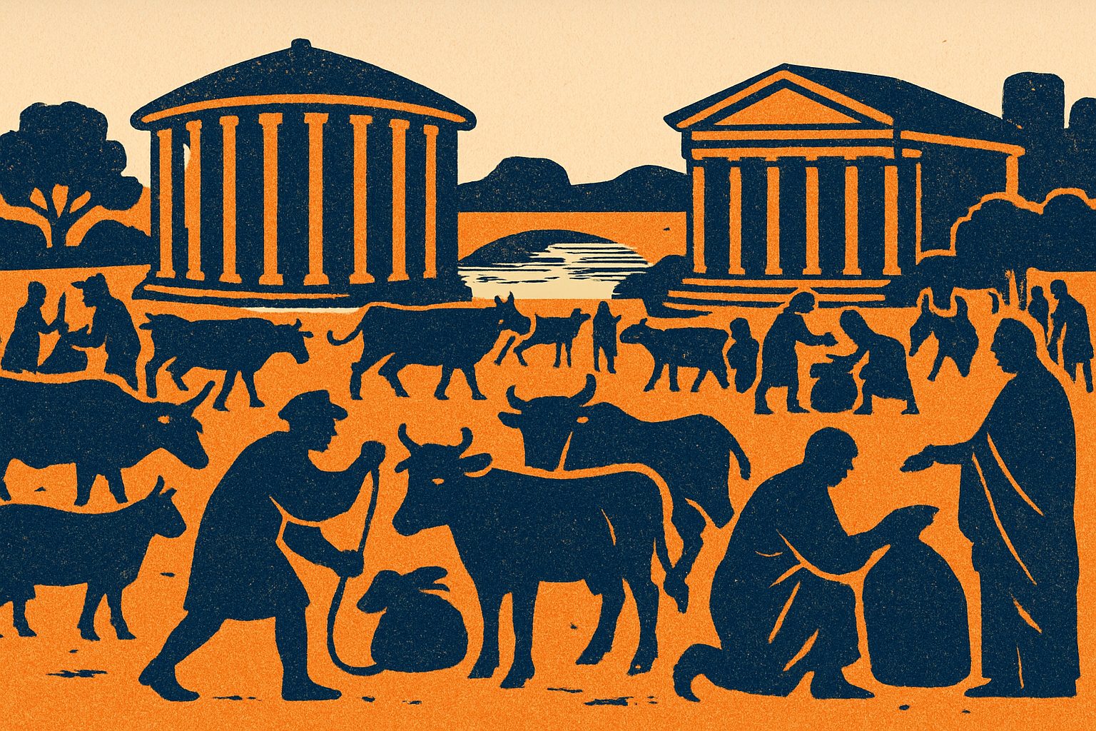 The Forum Boarium: Rome's Cattle Market — AI-generated illustration for Trip in Art