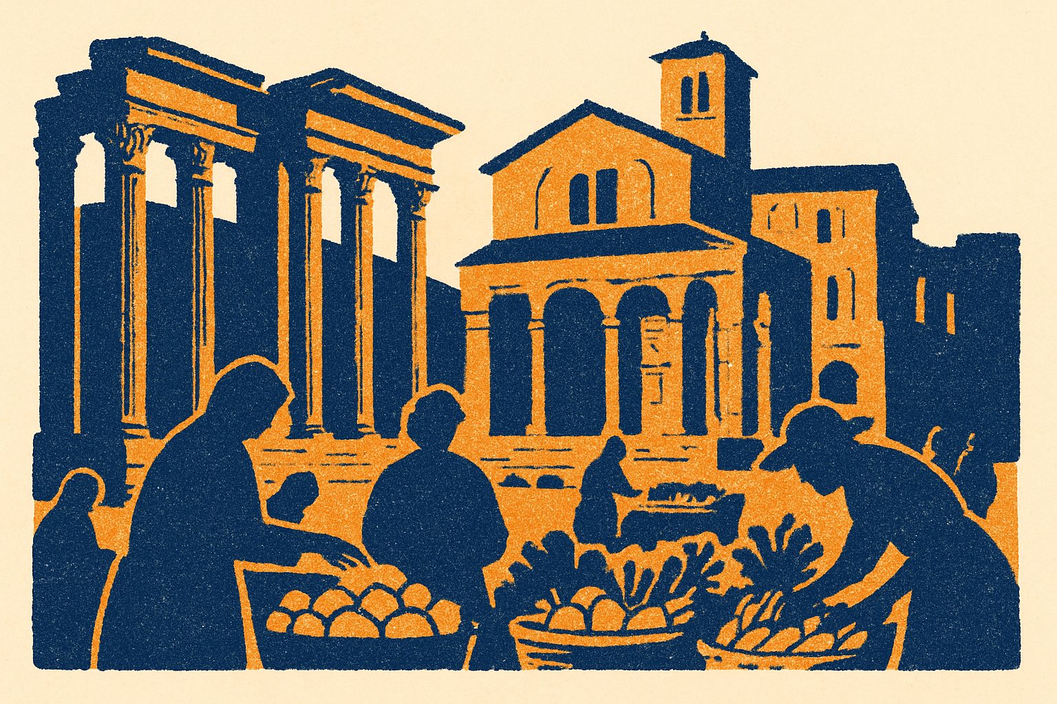 The Forum Holitorium: Vegetable Market and Sacred Ground — AI-generated illustration for Trip in Art