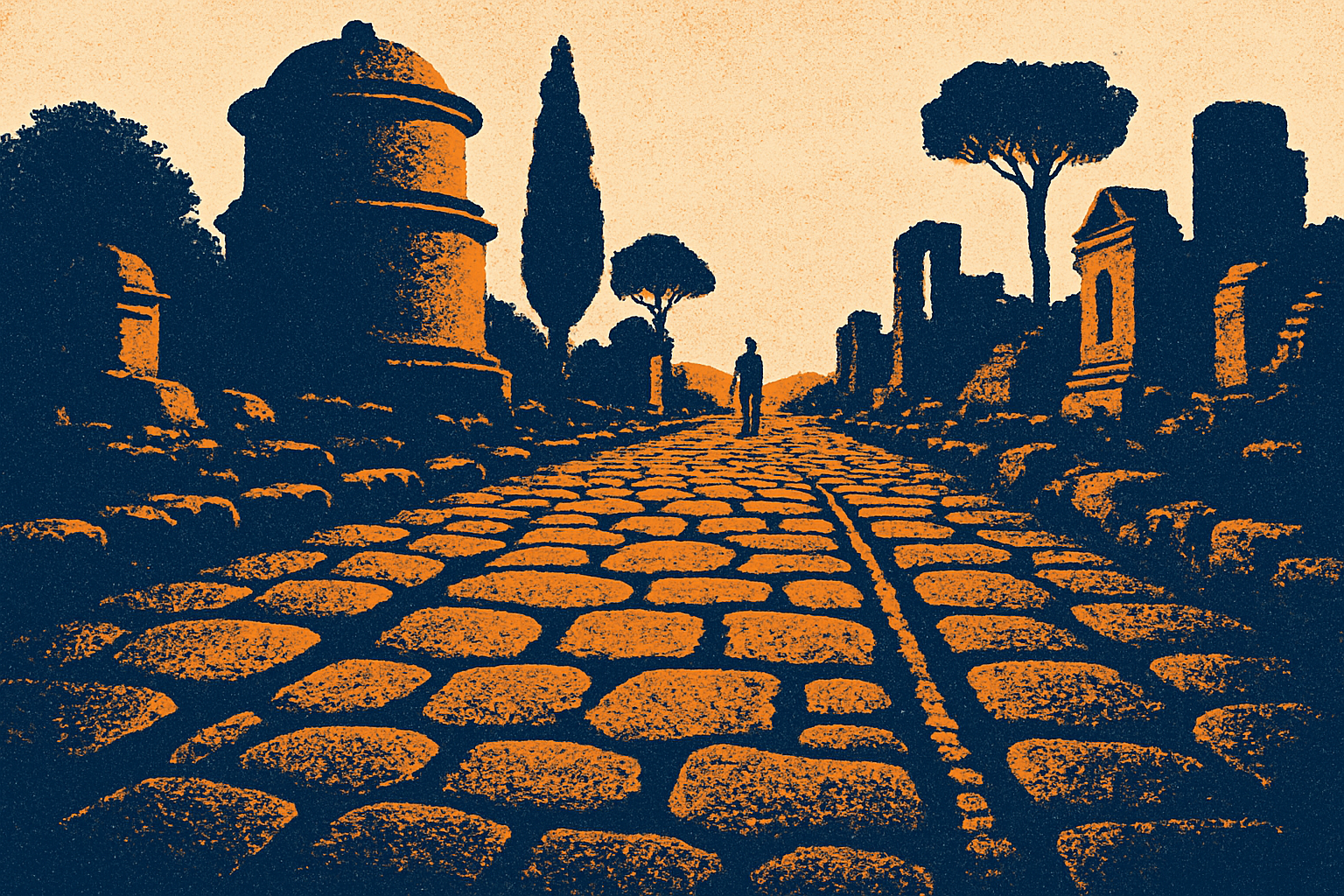 What to See Along the Appian Way — AI-generated illustration for Trip in Art